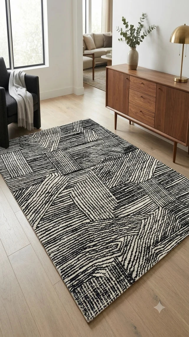 Fabien Handtufted Wool Black& White Vision