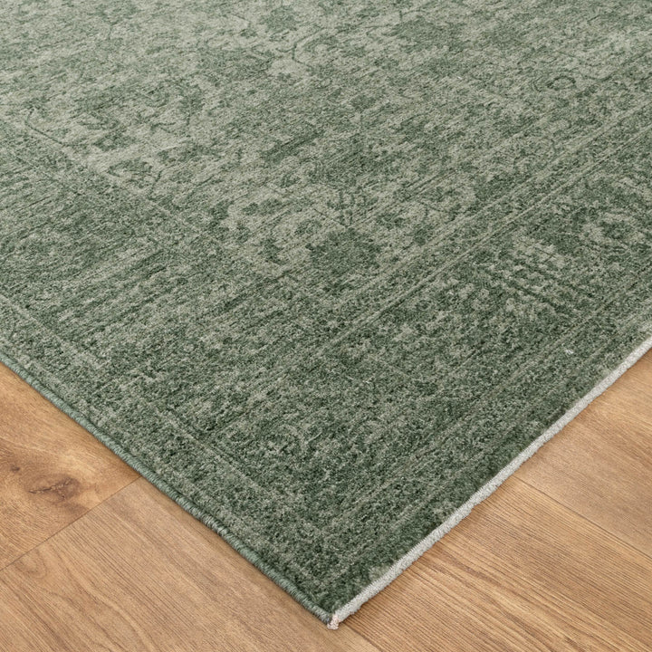 Heritage Distressed Border Green Rug - H107