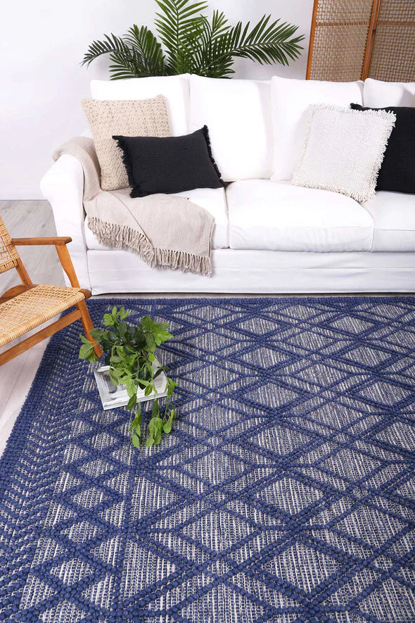 Tribeca Hand woven Tribal Blue Floor rug