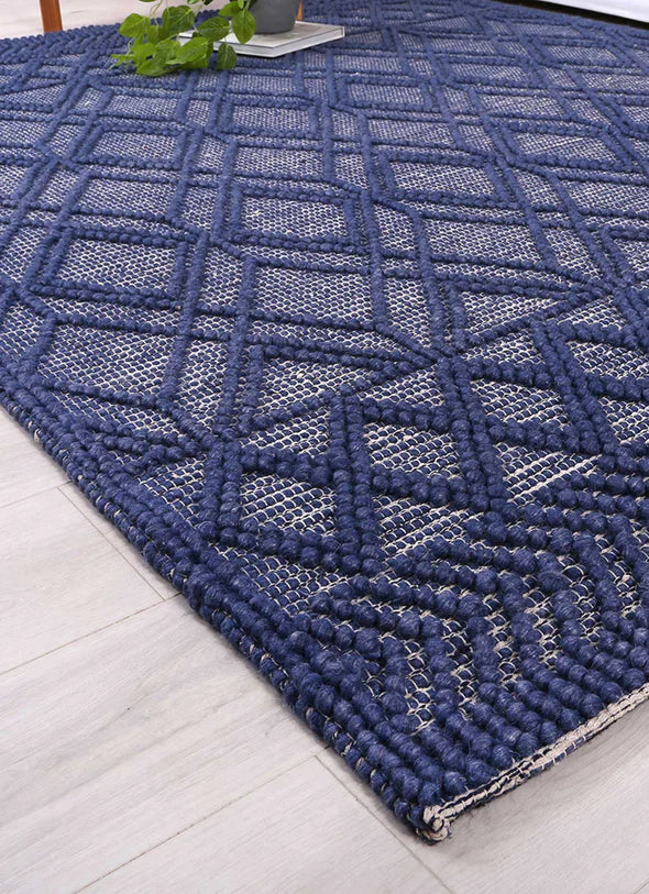 Tribeca Hand woven Tribal Blue Floor rug