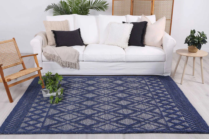 Tribeca Hand woven Tribal Blue Floor rug