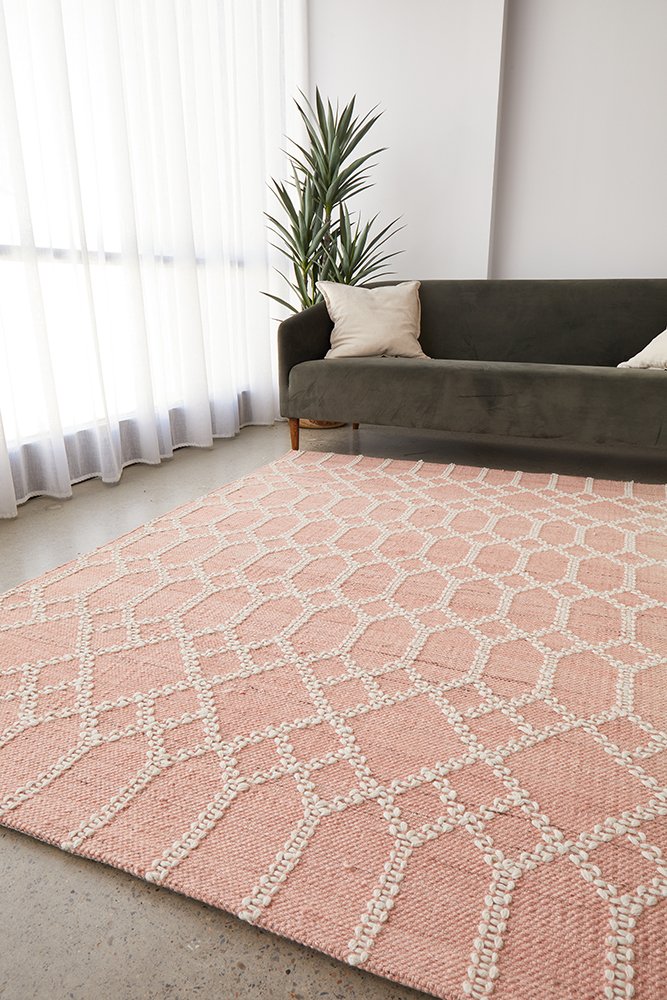 Hudson Tribal Trellis Rug Nude Soft Pink