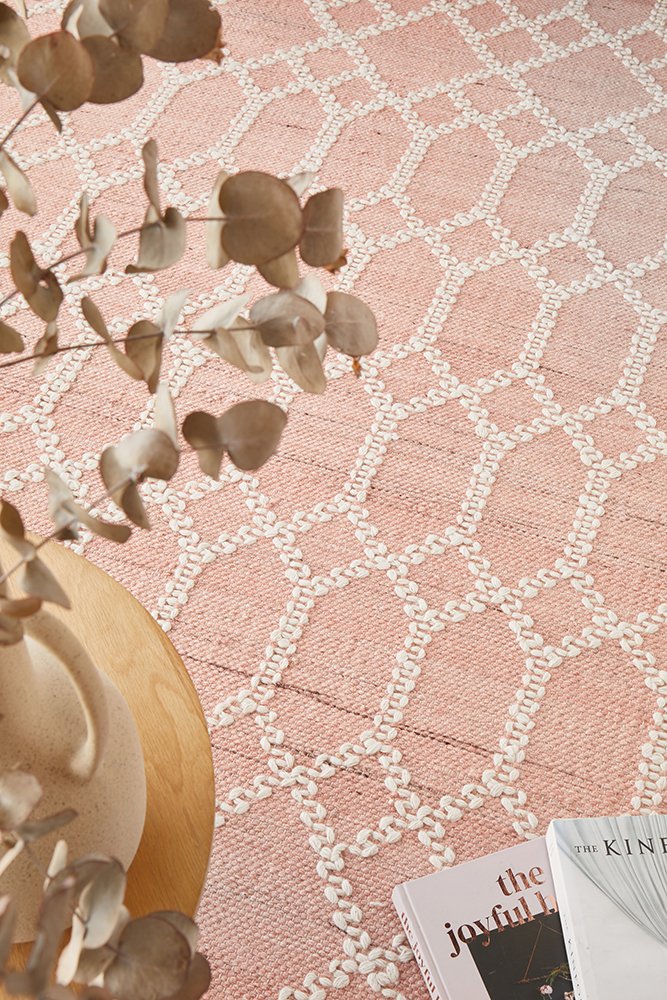 Hudson Tribal Trellis Rug Nude Soft Pink