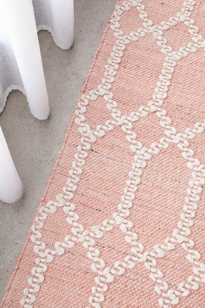 Hudson Tribal Trellis Rug Nude Soft Pink