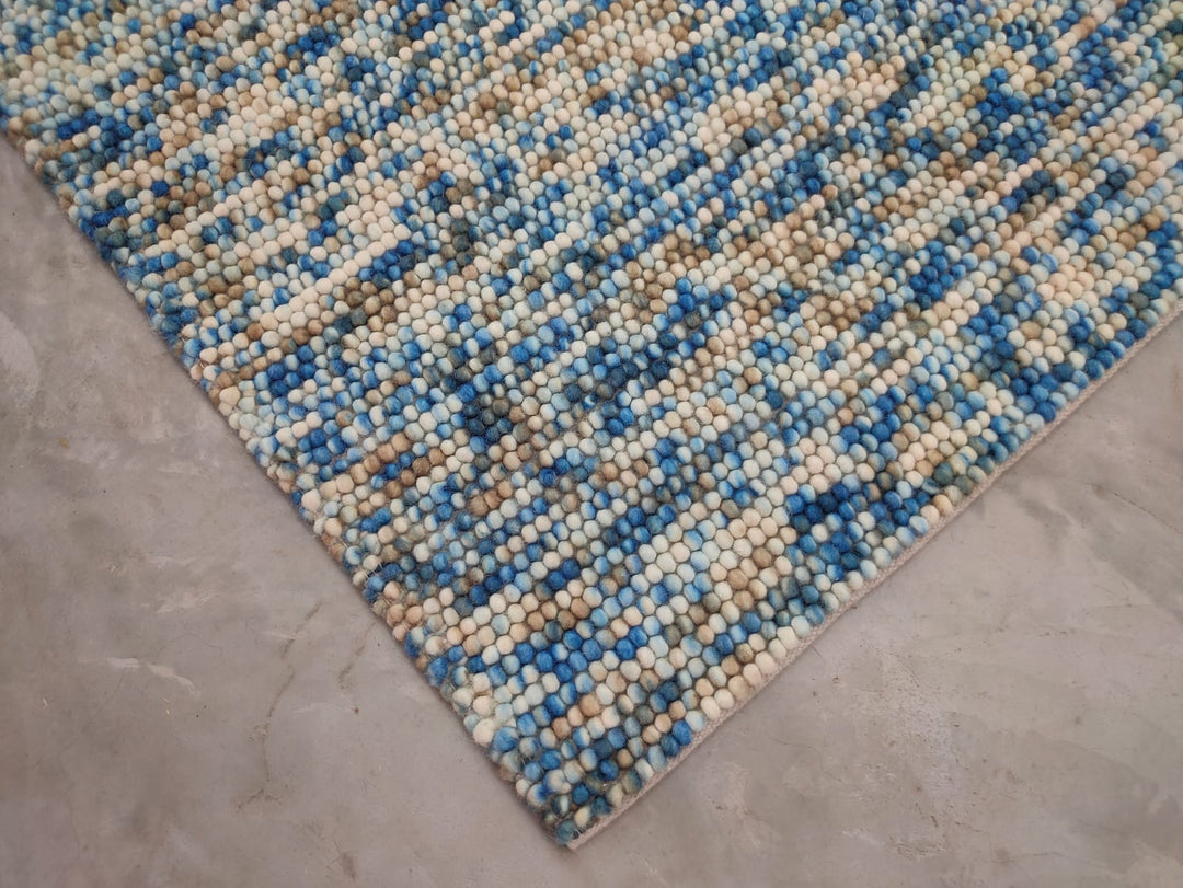 Pebbles Blue Multi Pure wool hand woven floor rug