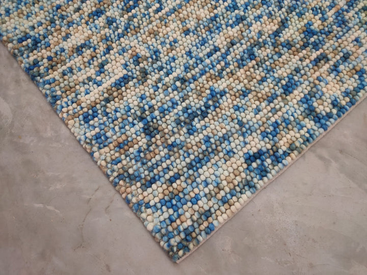 Pebbles Blue Multi Pure wool hand woven floor rug