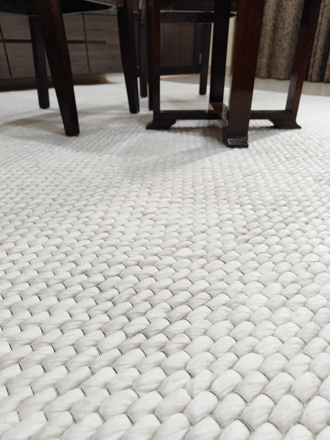 Koo Jaquared Plain Pure New Zealand Wool  floor rug