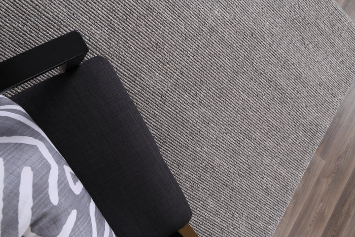 LOOPY STEEL GREY  HAND WOVEN WOOL FLOOR RUG