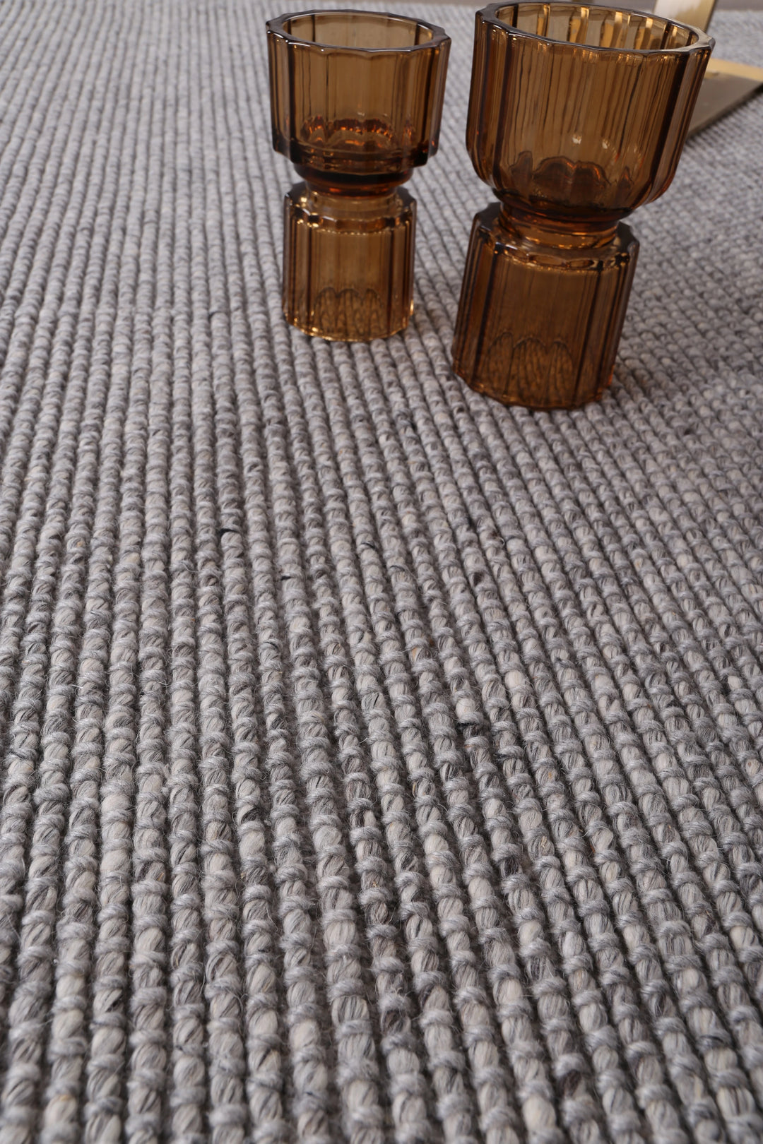 LOOPY STEEL GREY  HAND WOVEN WOOL FLOOR RUG