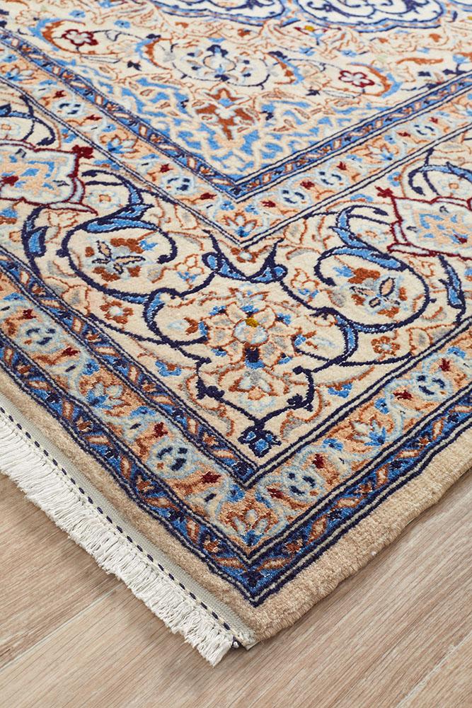 HAND KNOTED B.lue Navy PERSIAN NAEIN RUG