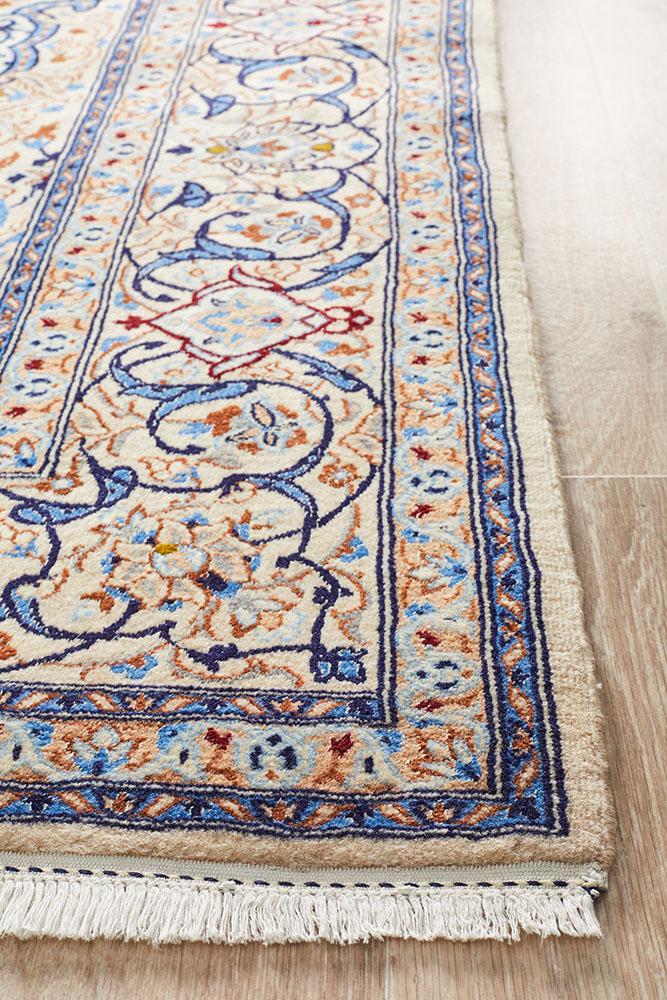 HAND KNOTED B.lue Navy PERSIAN NAEIN RUG