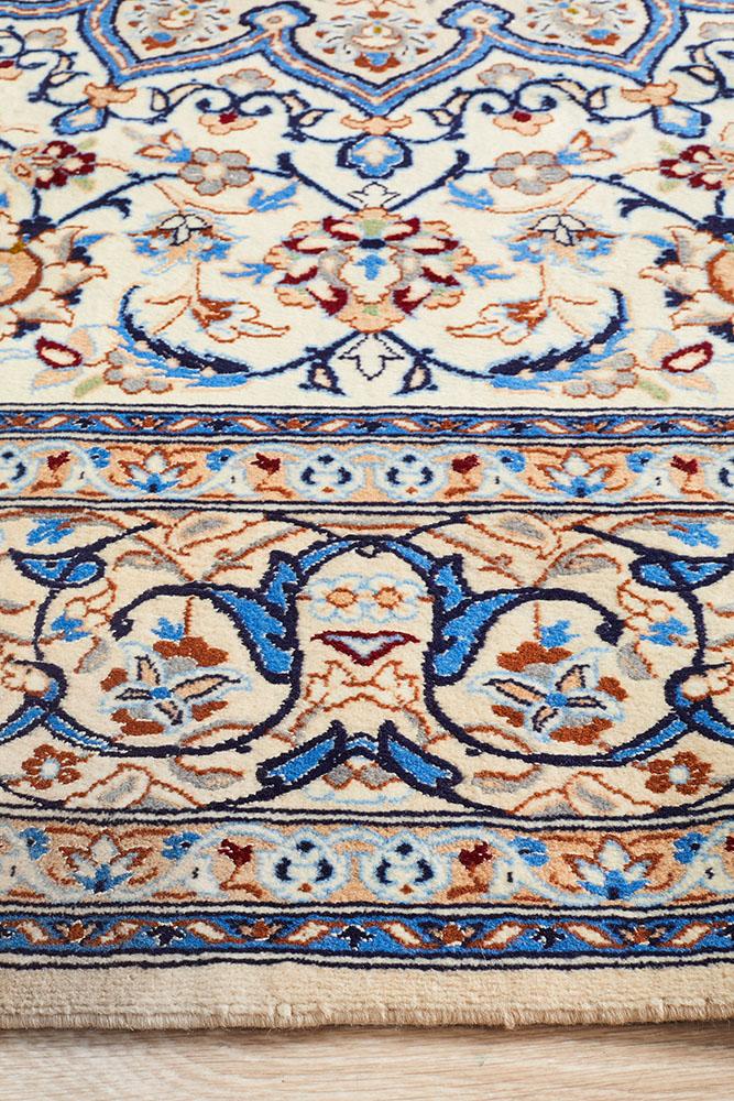 HAND KNOTED B.lue Navy PERSIAN NAEIN RUG