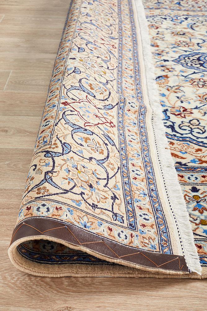 HAND KNOTED B.lue Navy PERSIAN NAEIN RUG