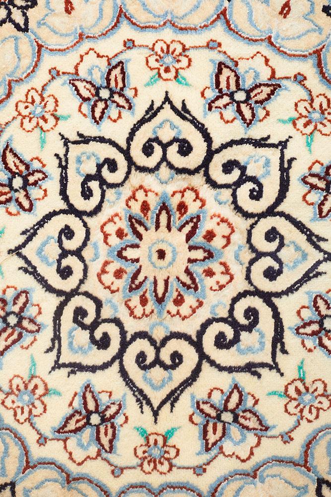 HAND KNOTED Blue Ivory Medalion  PERSIAN NAEIN RUG