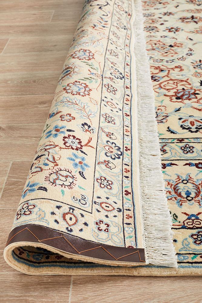 HAND KNOTED Blue Ivory Medalion  PERSIAN NAEIN RUG