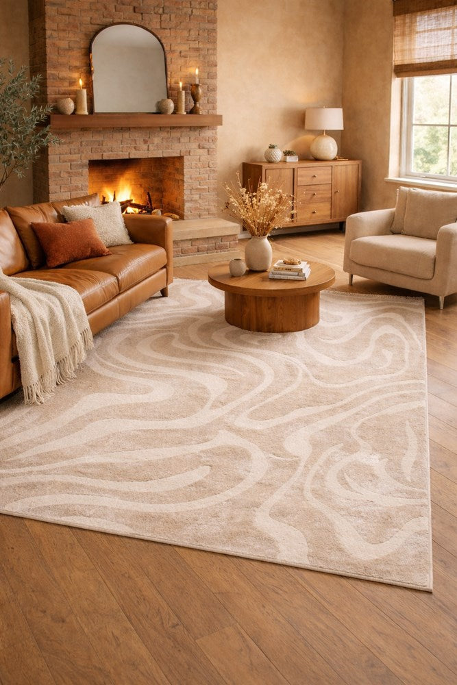 ISOLA CREME  EASY CARE SWIRL FLOOR RUG