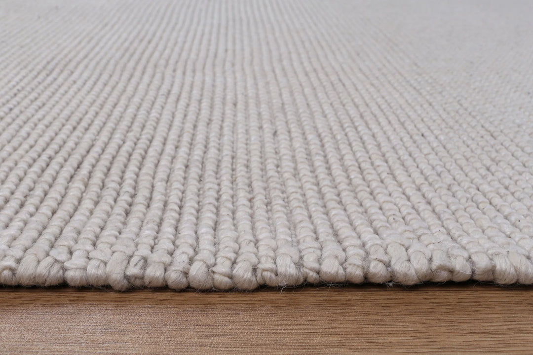 PEBBLES LOOPY IVORY HAND WOVEN WOOL FLOOR RUG