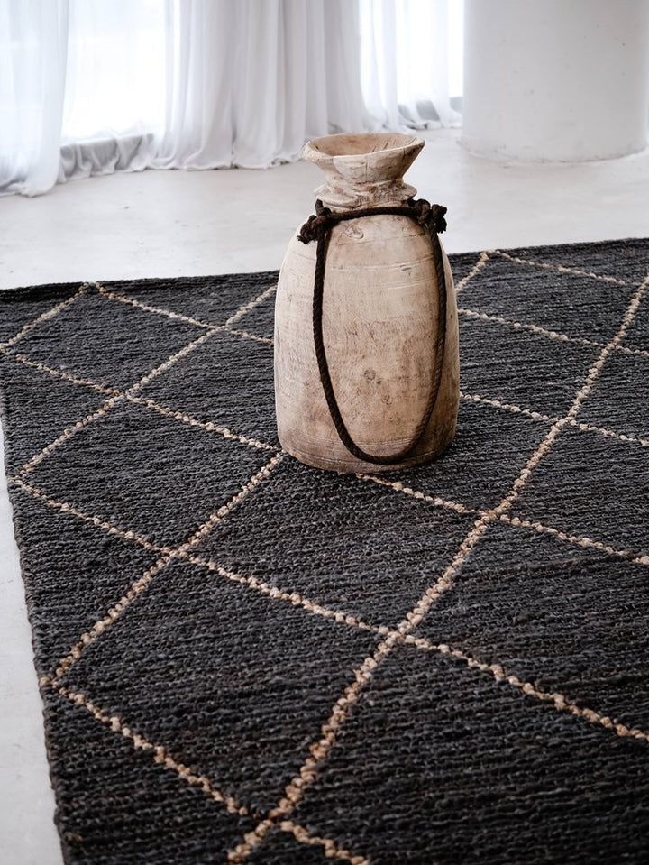 JAVA LATTICE CHARCOAL JUTE FLOOR RUG