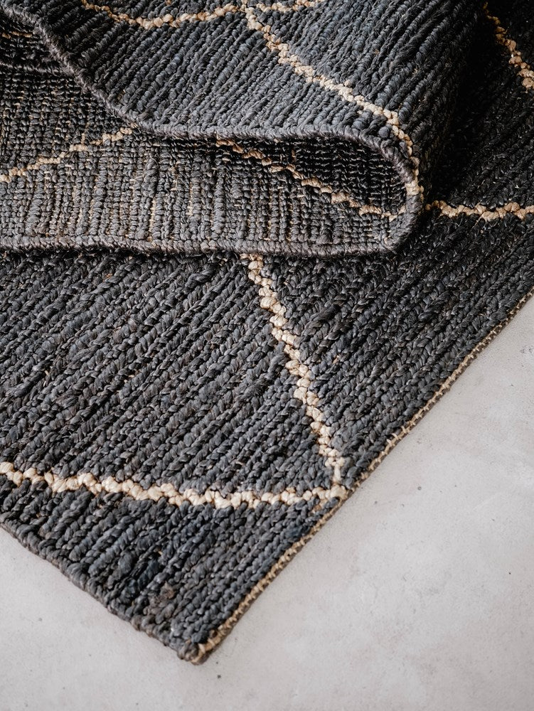 JAVA LATTICE CHARCOAL JUTE FLOOR RUG