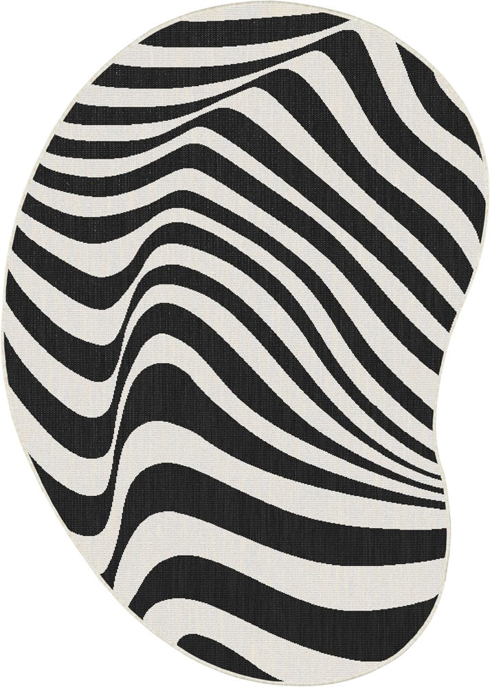 TERRAZZO JELLY BEAN BLK/WHITE  OUTDOOR INDOOR FLOOR RUG