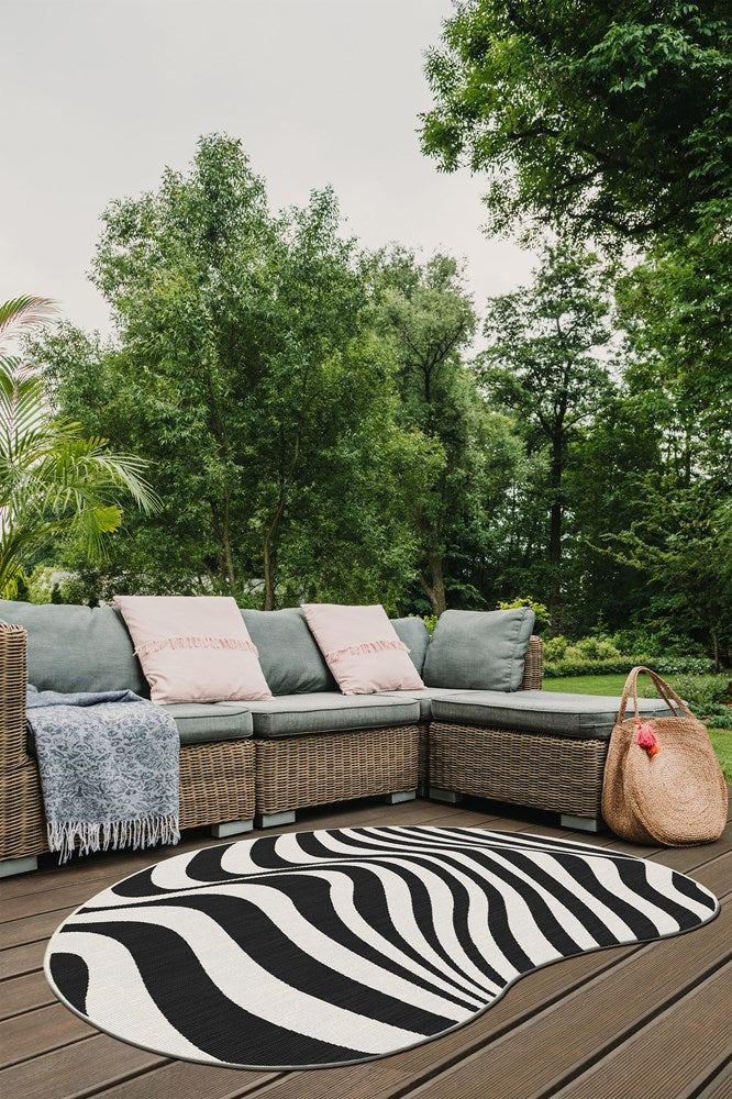 TERRAZZO JELLY BEAN BLK/WHITE  OUTDOOR INDOOR FLOOR RUG