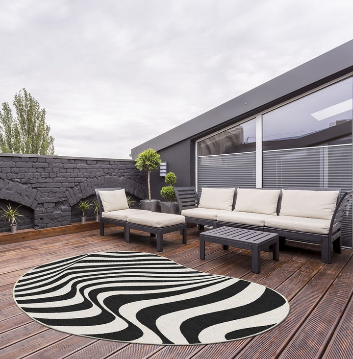 TERRAZZO JELLY BEAN BLK/WHITE  OUTDOOR INDOOR FLOOR RUG