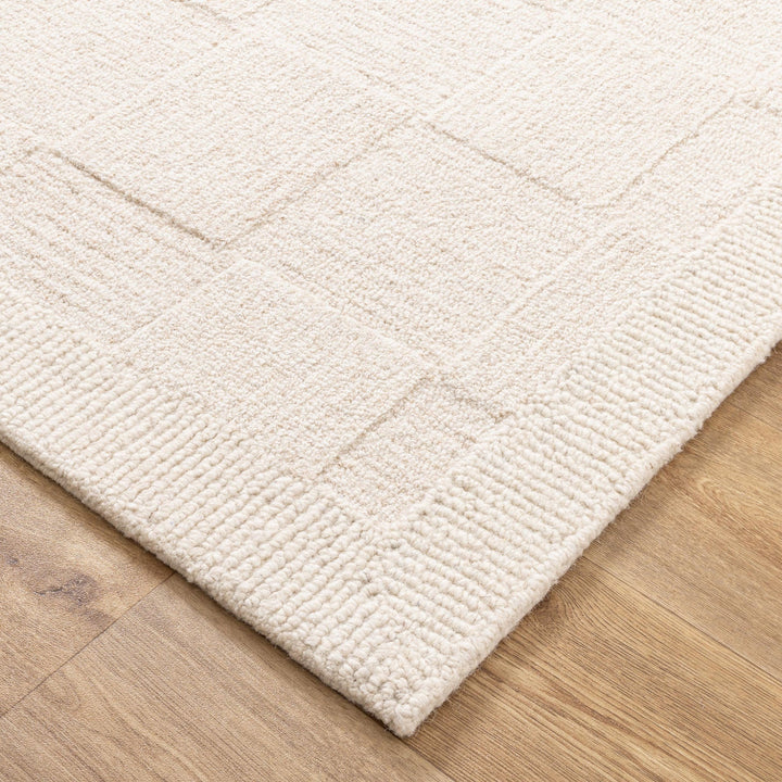 Checkered Cream Wool Rug