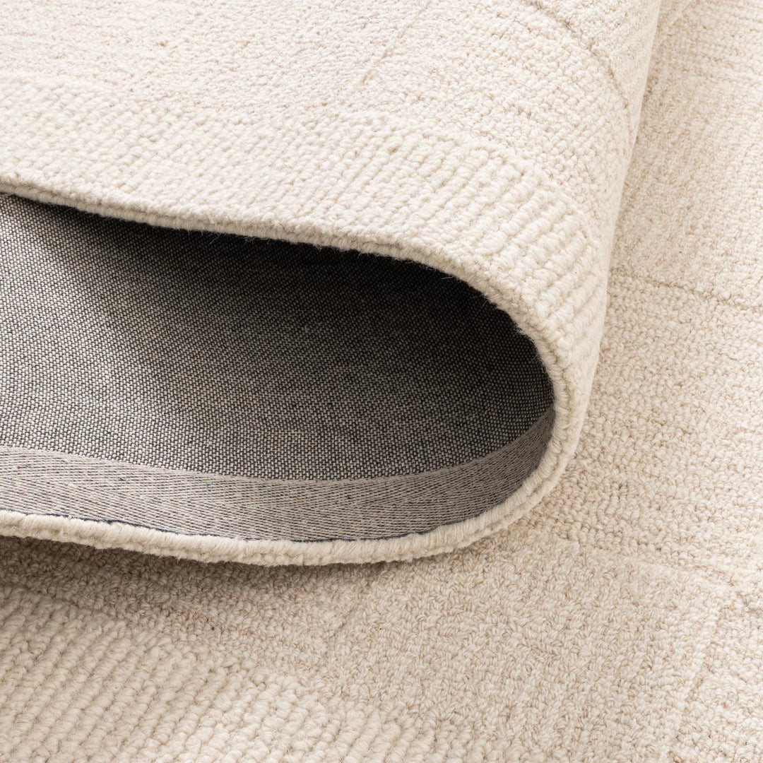 Checkered Cream Wool Rug