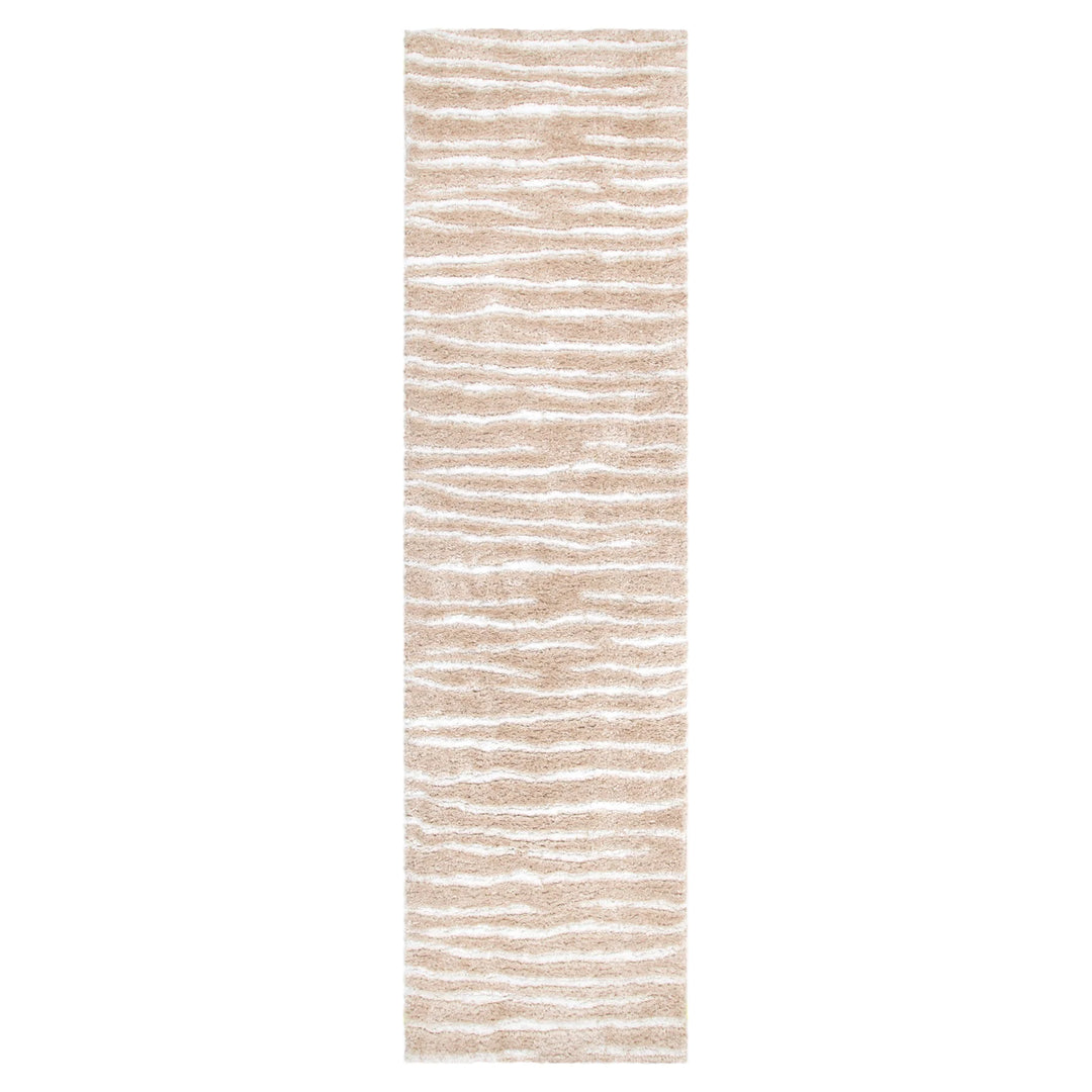 ASton Stripes Beige Shaggy Rug