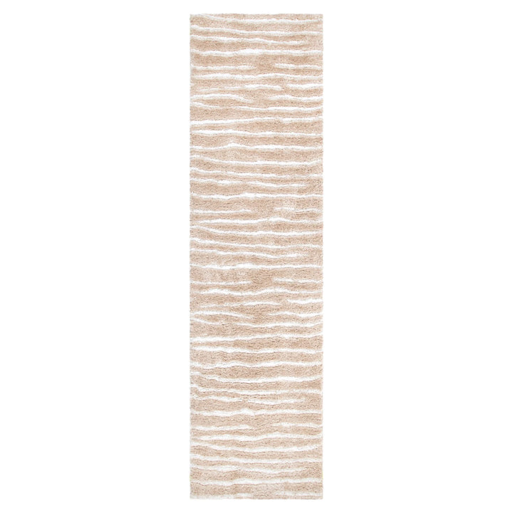 ASton Stripes Beige Shaggy Rug