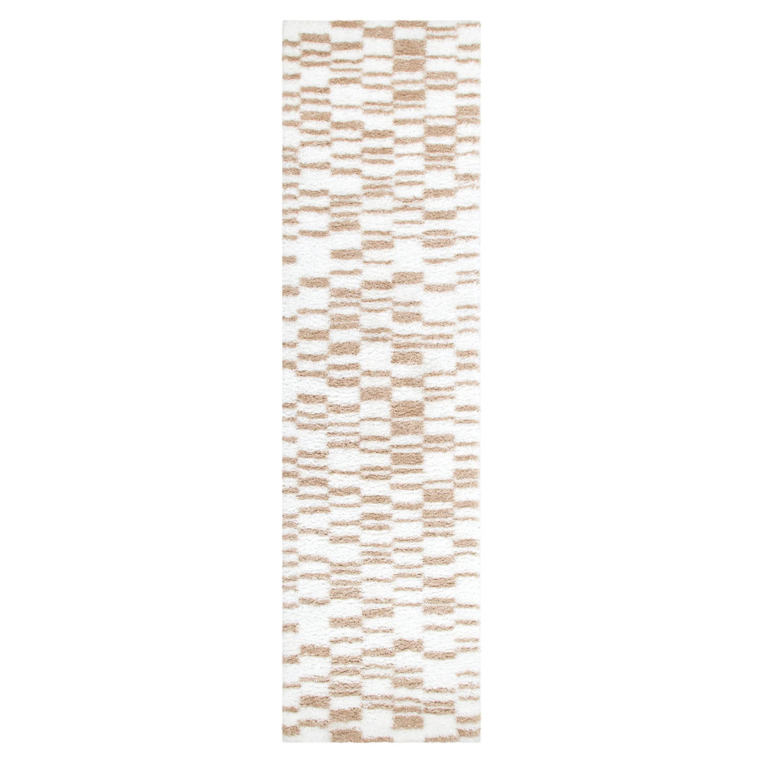Aston lines Beige Shaggy Rug