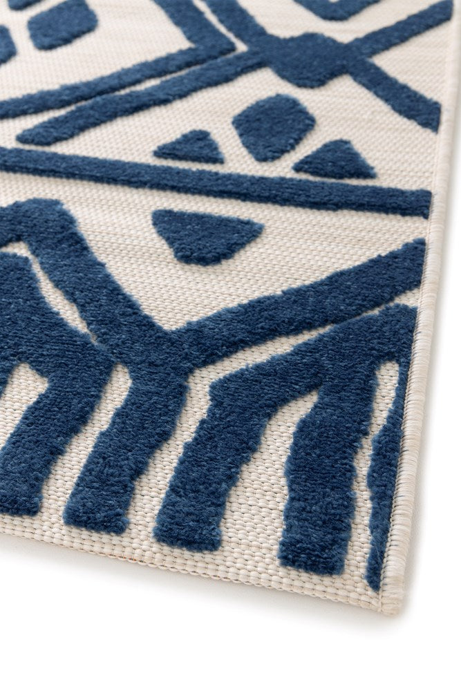 Mambo easy CarE bLUE /iVORY   INDOOR OUTDOOR FLOOR RUG