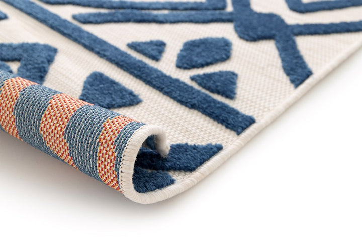 Mambo easy CarE bLUE /iVORY   INDOOR OUTDOOR FLOOR RUG