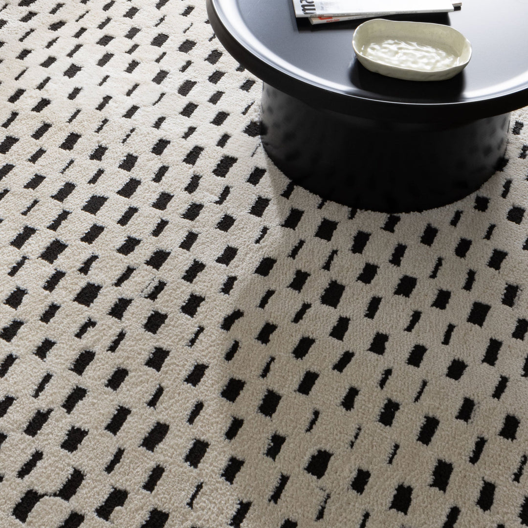 Square Cream Rug Mila Monochrome Squares Black and Cream Rug - MIL2 – All Modern Design