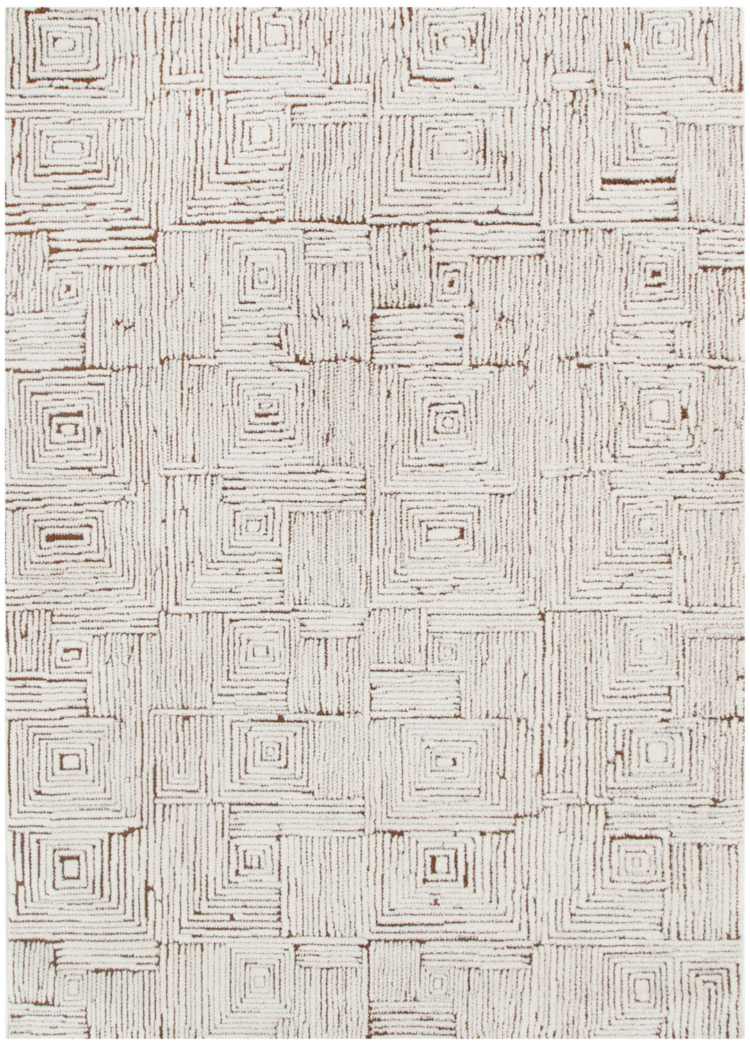 Mila Geometric Squares Cream Brown Rug - MIL8