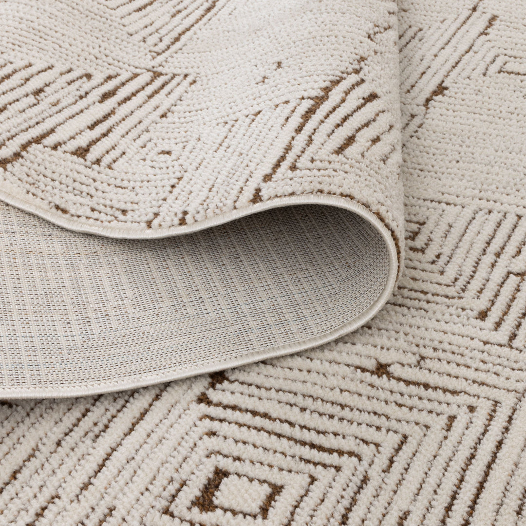Mila Geometric Squares Cream Brown Rug - MIL8