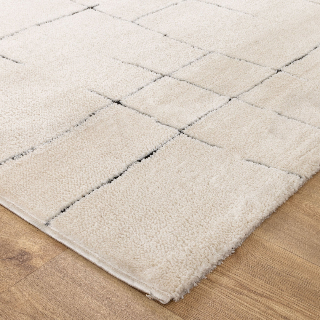 Mila Abstract Lines Black Cream Rug - MIL9