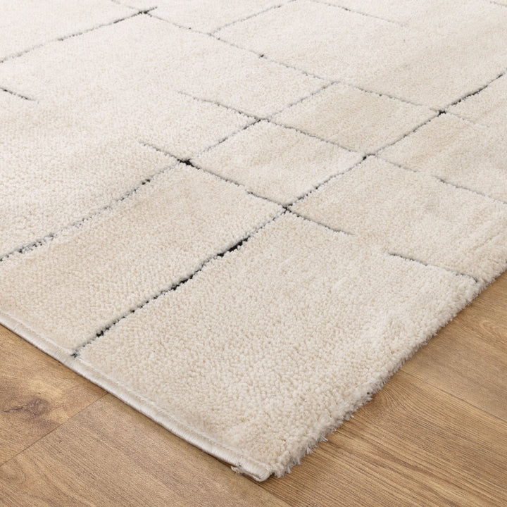 Mila Abstract Lines Black Cream Rug - MIL9