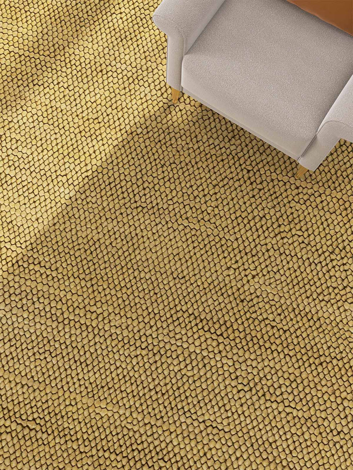 Pebbles Mustard Pure wool Hand  woven Floor Rug
