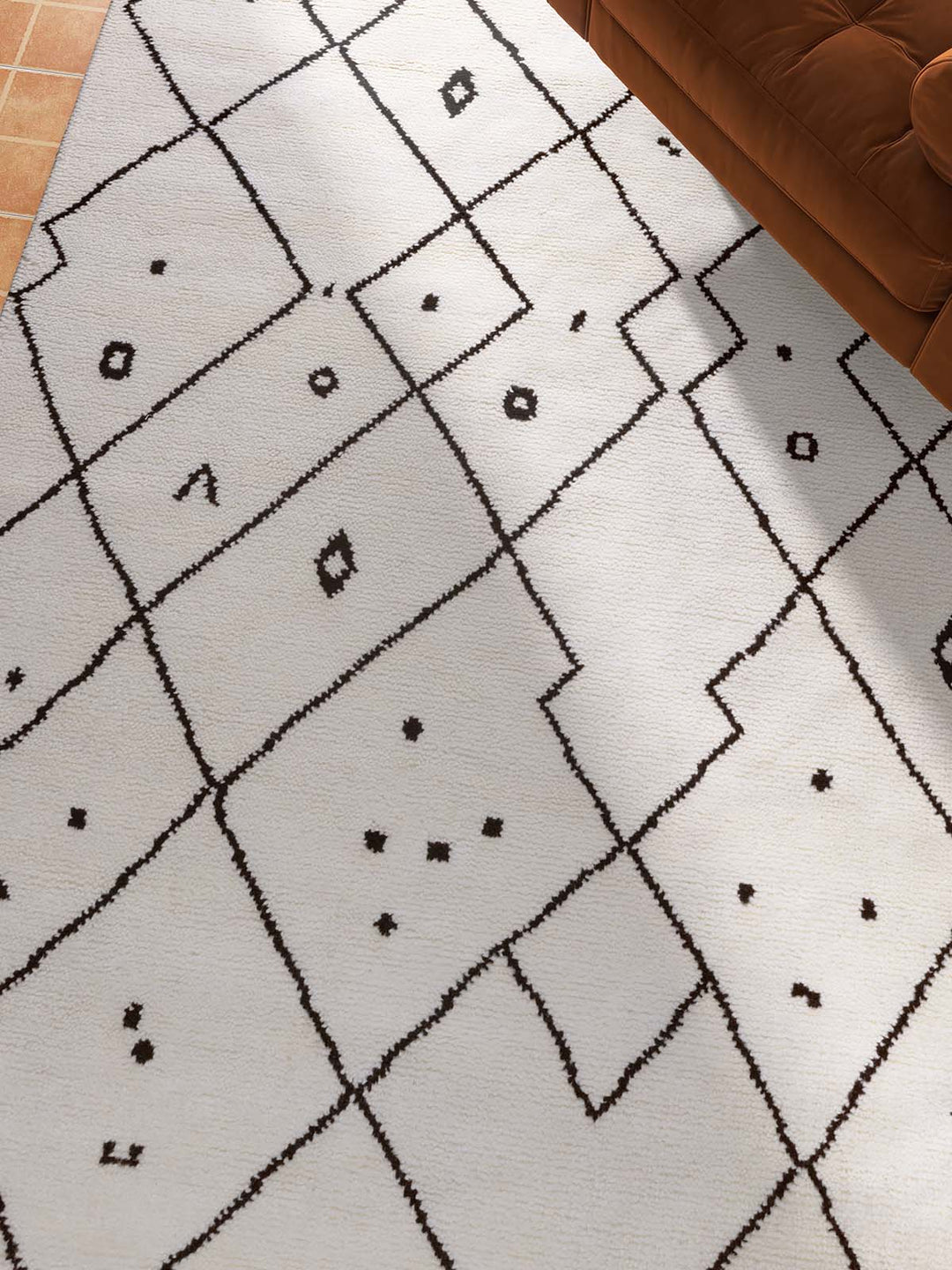 Modern Moroccan Black and White Area Rug