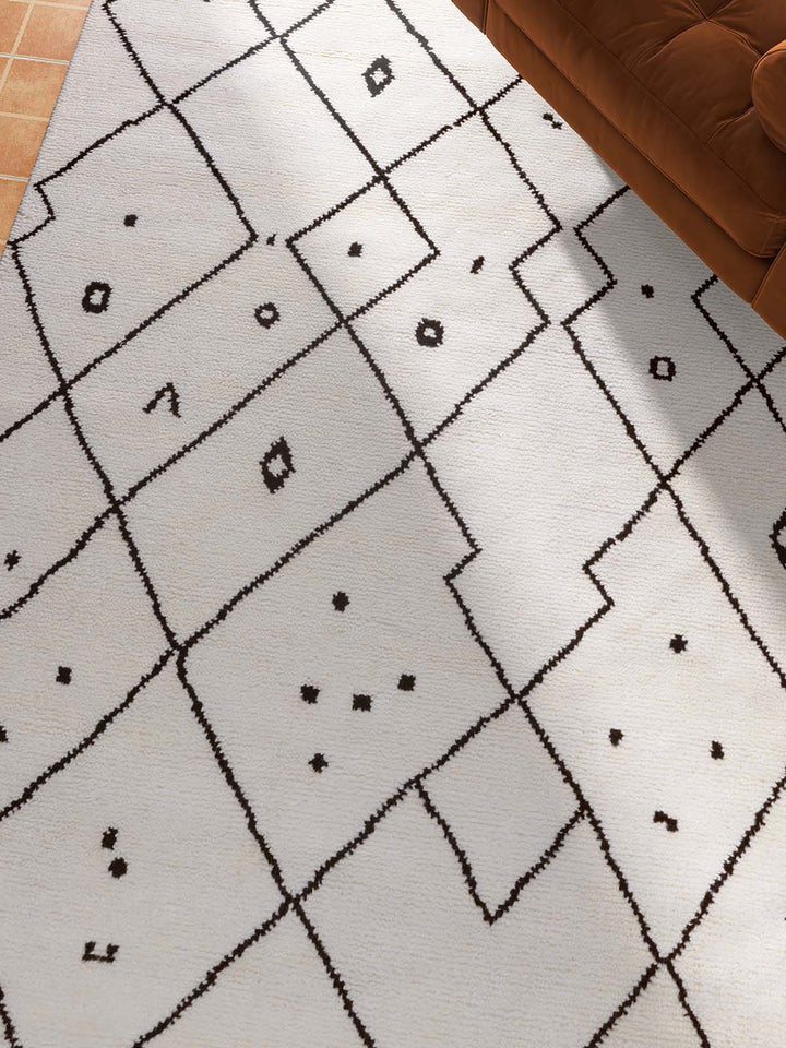 Modern Moroccan Black and White Area Rug