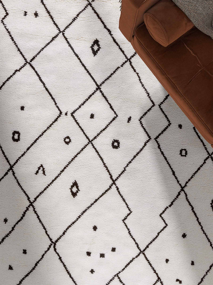 Modern Moroccan Black and White Area Rug