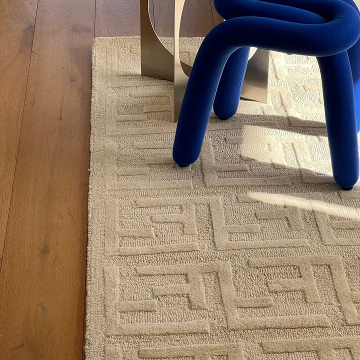 Fabien Hand Woven Monogram Creme Wool rug