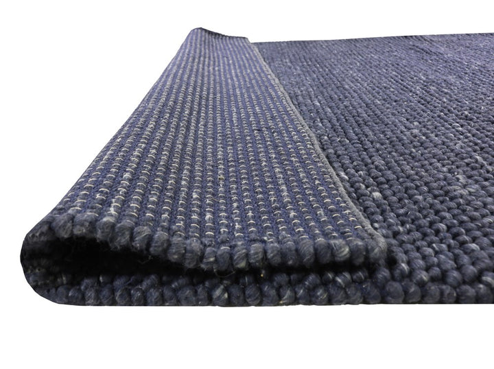 Pebbles Hand Woven 80% Wool And 20% Cotton Rug -NAVY