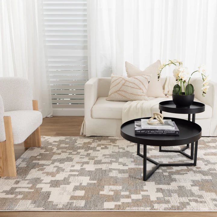 Nizza Abstract Beige Grey Rug - N007