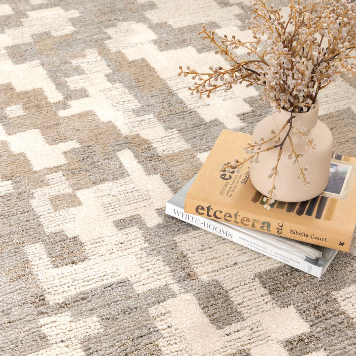 Nizza Abstract Beige Grey Rug - N007