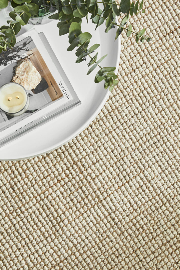 COASTAL NATURAL WOOL AND JUTE FLOOR RUG
