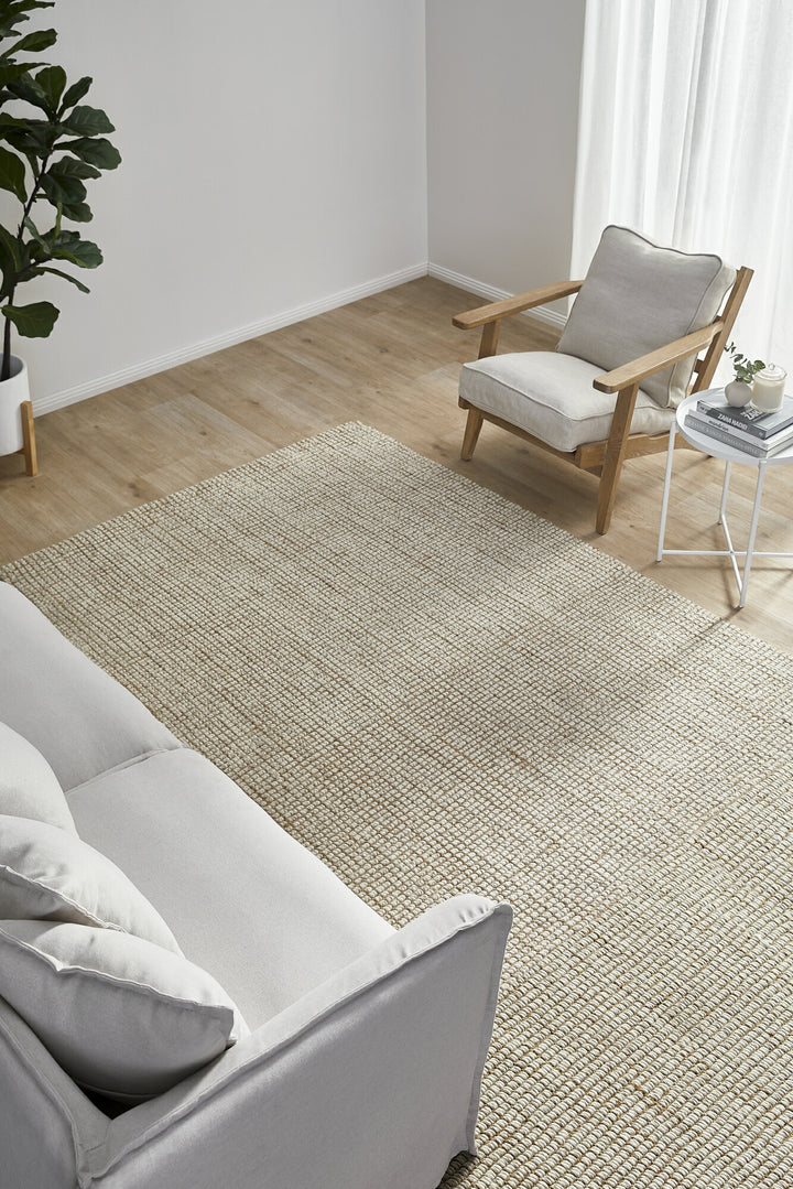 COASTAL NATURAL WOOL AND JUTE FLOOR RUG