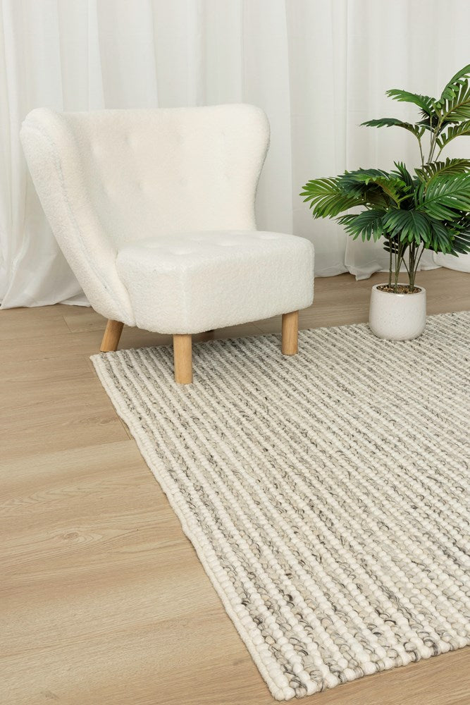 Pebbles QUARTZ  Pure Wool hand Woven Floor rug