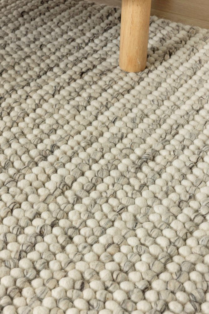 Pebbles QUARTZ  Pure Wool hand Woven Floor rug